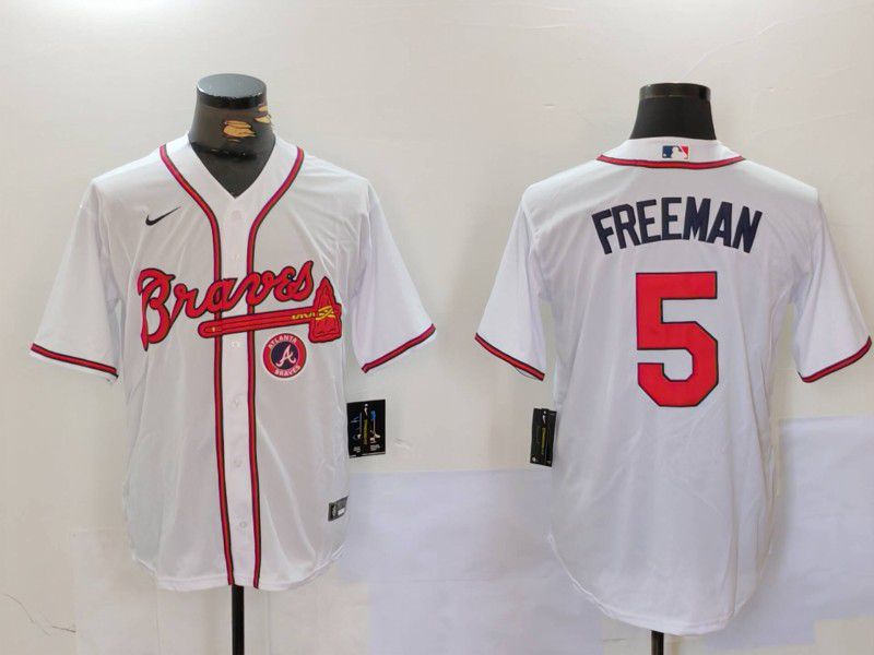 Men Atlanta Braves #5 Freeman White Game 2024 Nike MLB Jersey style 1